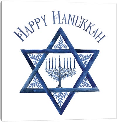 Festival of Lights III-Happy Hanukkah Canvas Art Print