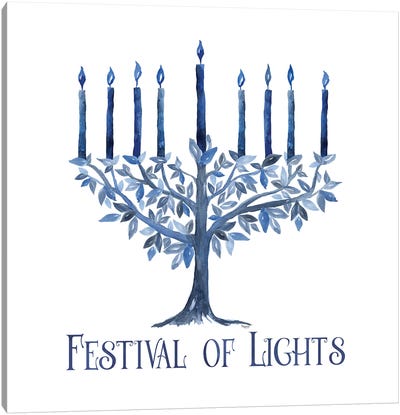 Festival of Lights IV-Menorah Canvas Art Print - Hanukkah Art