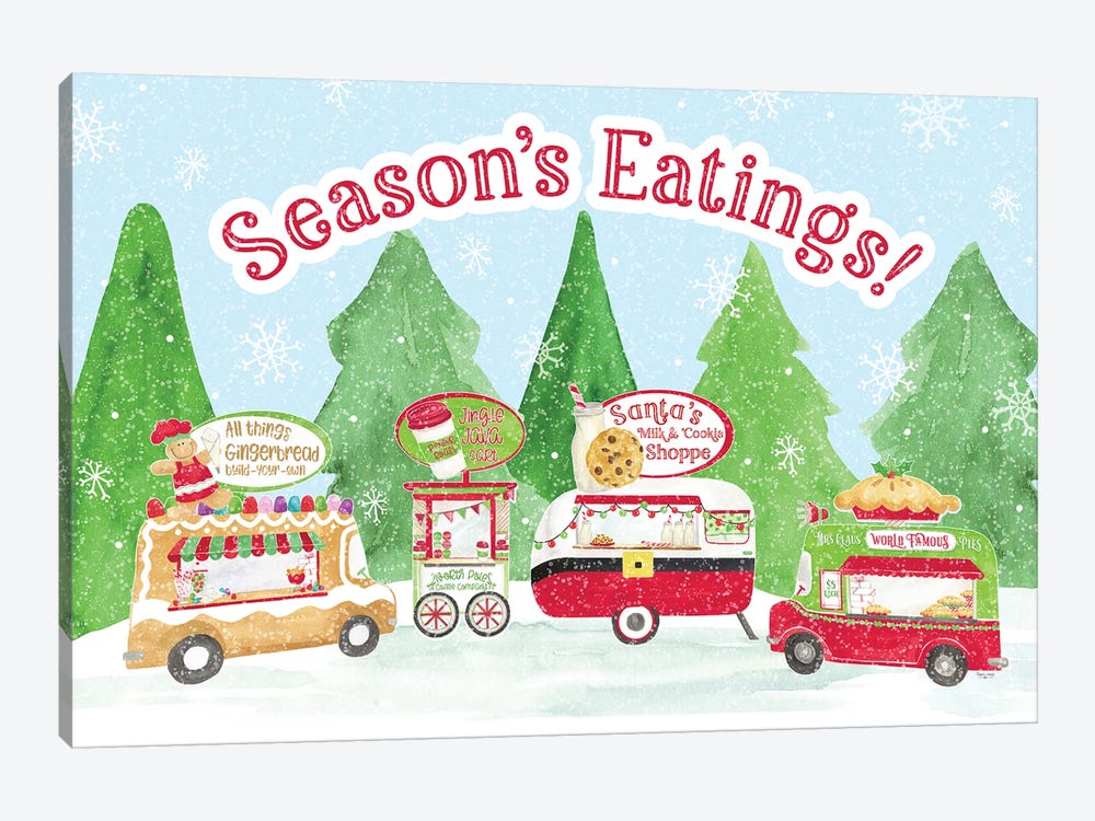 Food Cart Christmas - Seasons Eatings by Tara Reed 1-piece Canvas Artwork