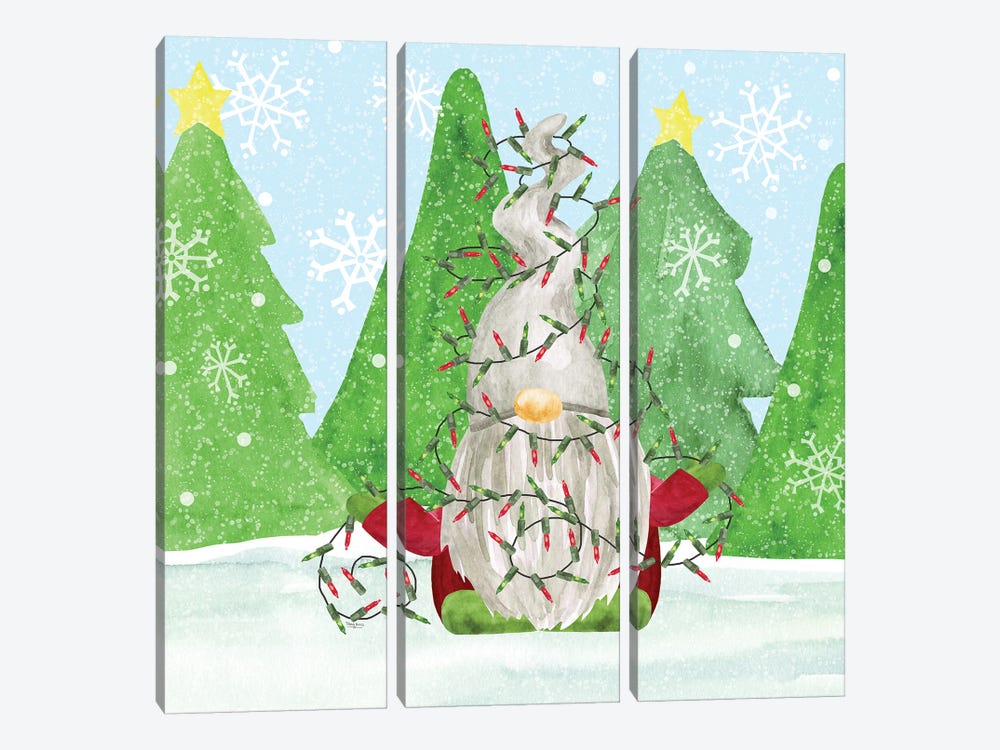 Gnome For Christmas III by Tara Reed 3-piece Canvas Artwork