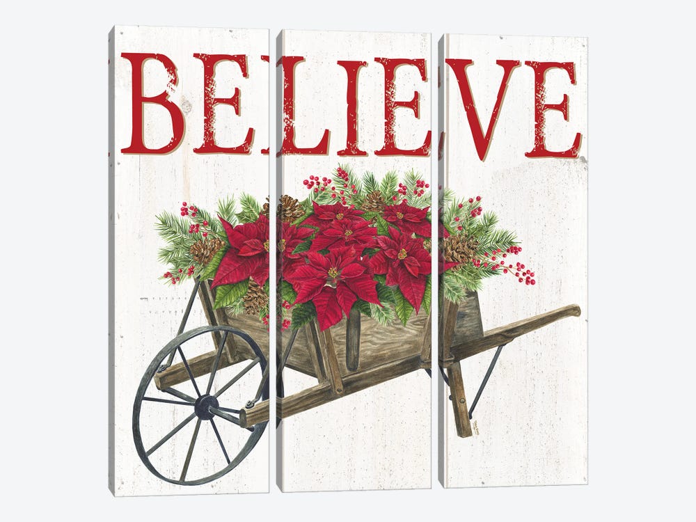 Home for the Holidays Believe by Tara Reed 3-piece Canvas Art Print