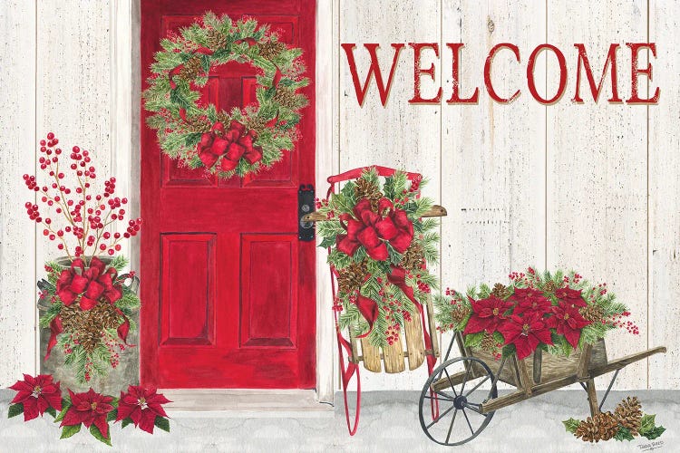 Home for the Holidays Front Door Scene  by Tara Reed wall art