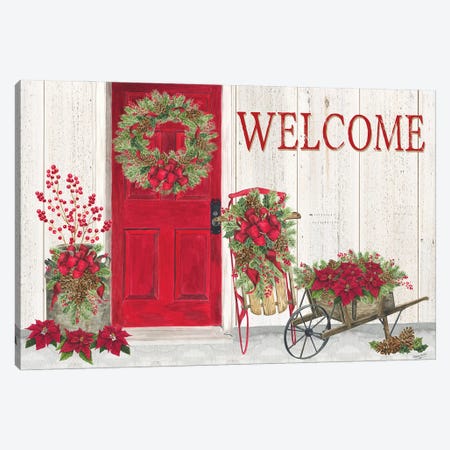 Home for the Holidays Front Door Scene  Canvas Print #TRE435} by Tara Reed Canvas Wall Art