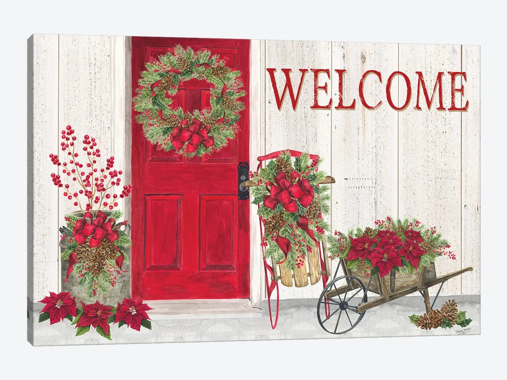 Home for the Holidays Front Door Scene  by Tara Reed 1-piece Art Print