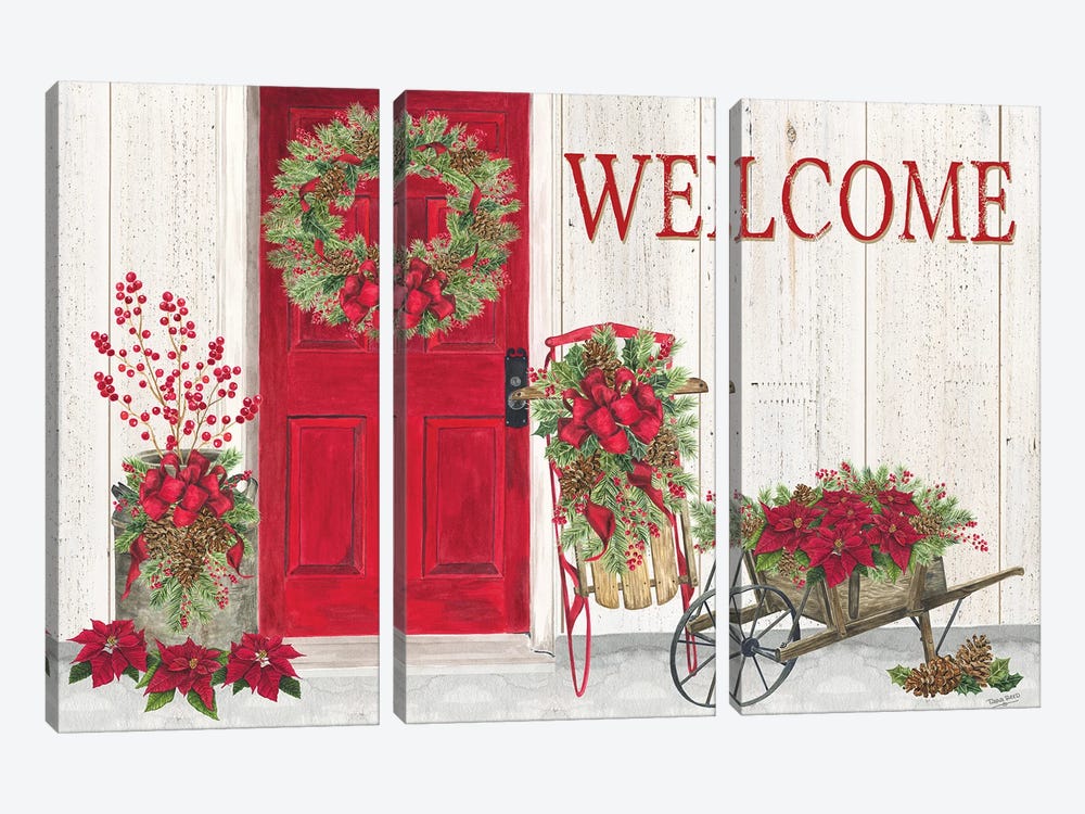 Home for the Holidays Front Door Scene  by Tara Reed 3-piece Art Print