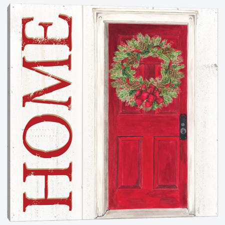 Home for the Holidays Home Door Canvas Print #TRE436} by Tara Reed Canvas Art