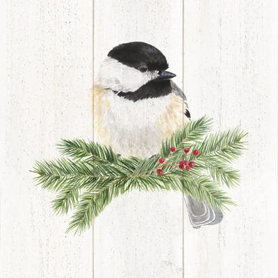 Peaceful Christmas Chickadee I by Tara Reed metal wall art