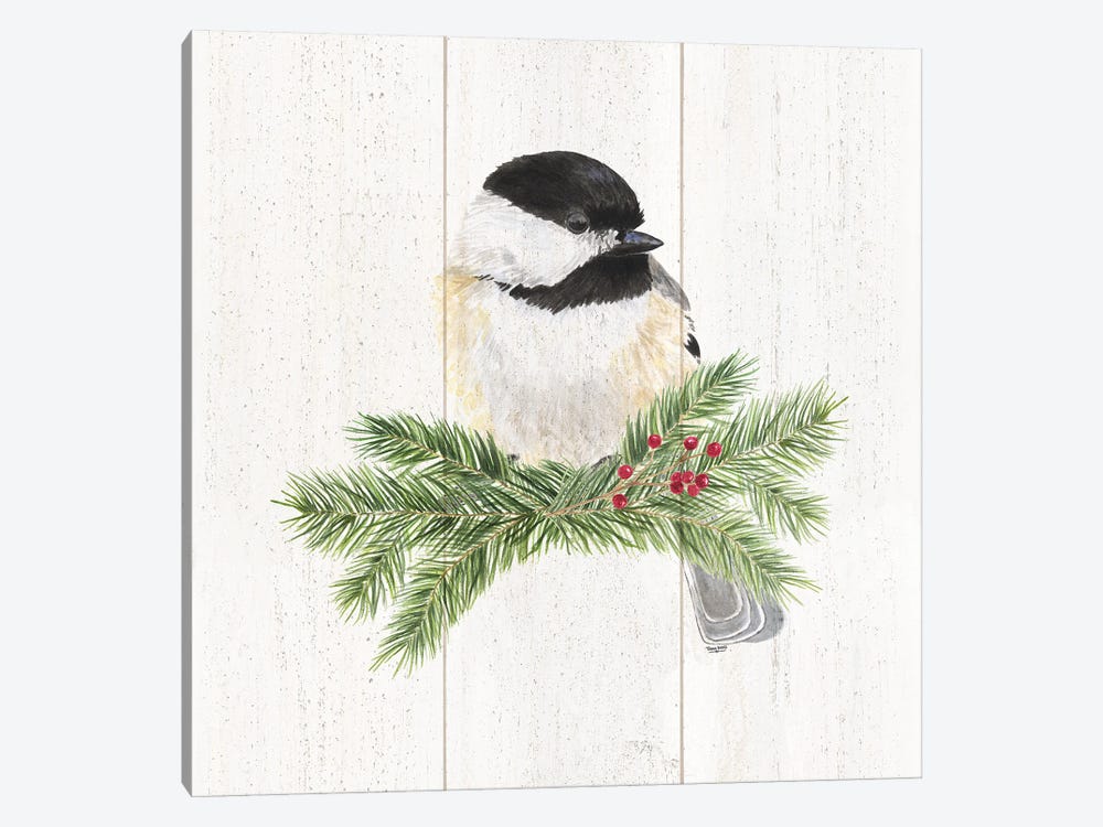 Peaceful Christmas Chickadee I by Tara Reed 1-piece Canvas Art Print