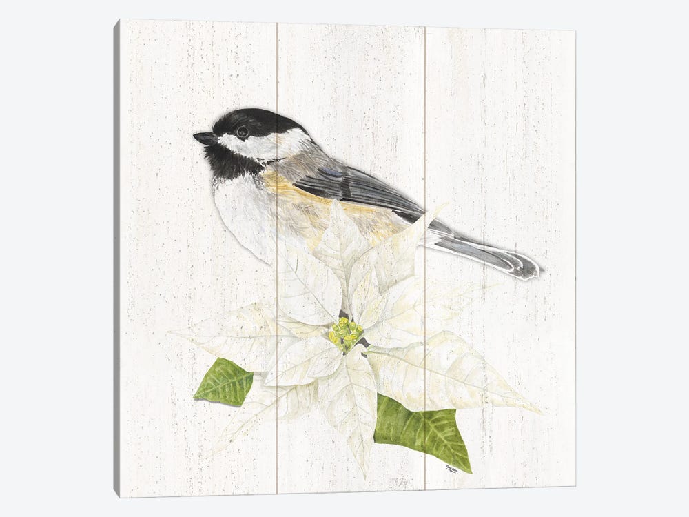 Peaceful Christmas Chickadee II by Tara Reed 1-piece Canvas Art