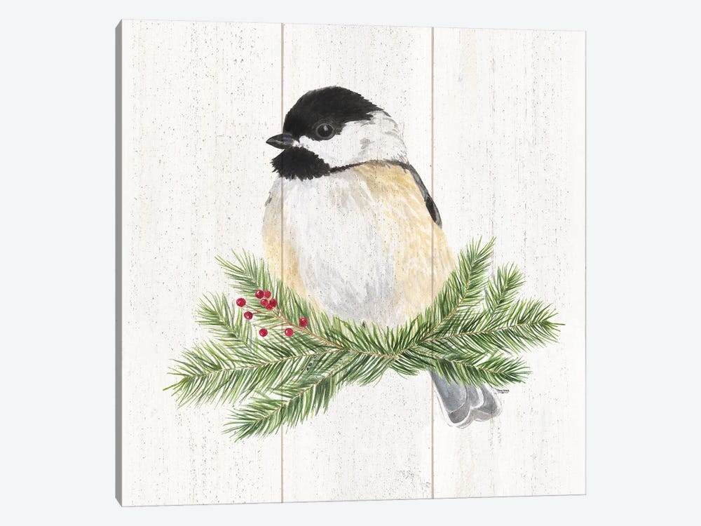 Peaceful Christmas Chickadee III by Tara Reed 1-piece Canvas Art Print