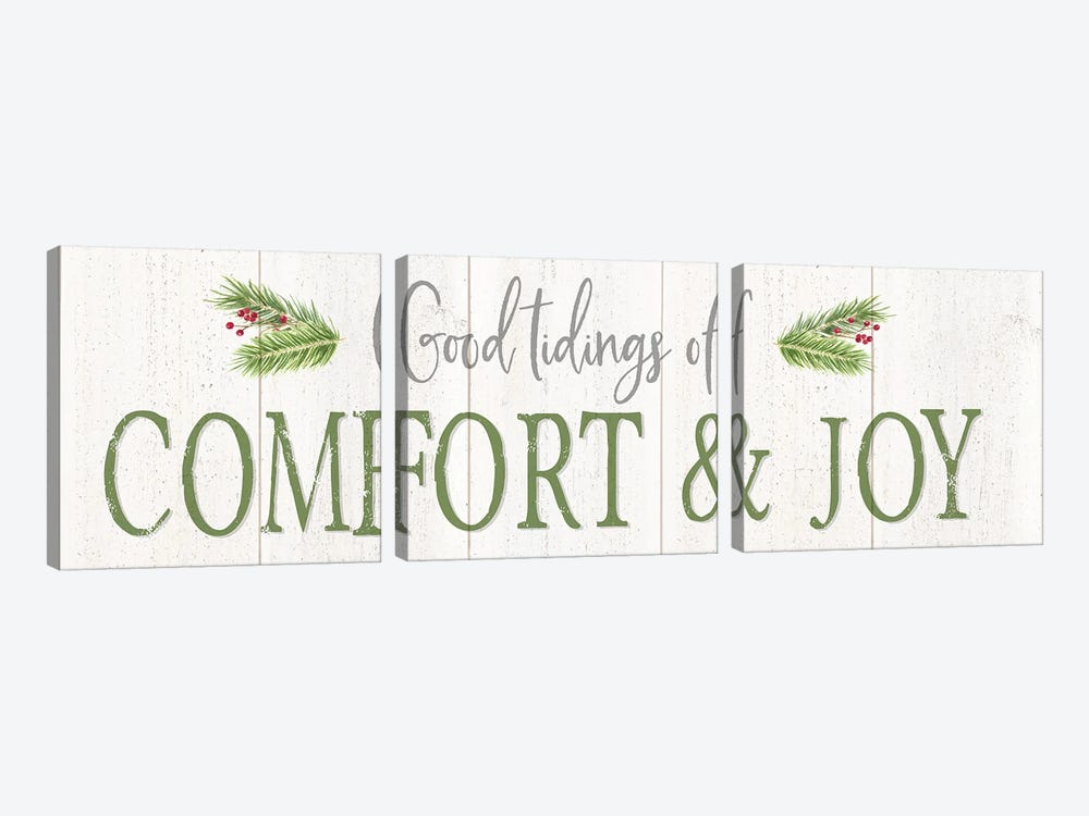 Peaceful Christmas Horizontal Comfort & Joy by Tara Reed 3-piece Canvas Print