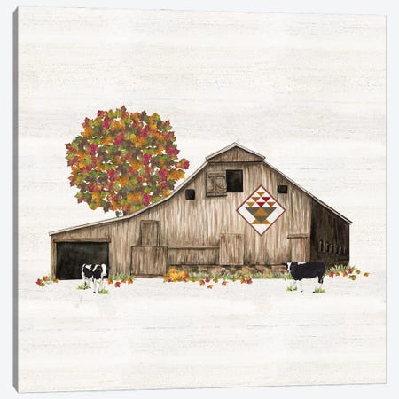 Fall Barn Quilt I Canvas Print #TRE457} by Tara Reed Canvas Artwork