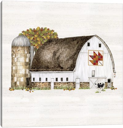 Fall Barn Quilt II Canvas Art Print - Farm Art