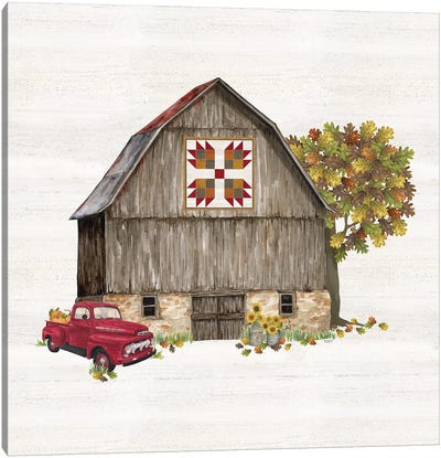 Fall Barn Quilt III Canvas Art Print - Tara Reed