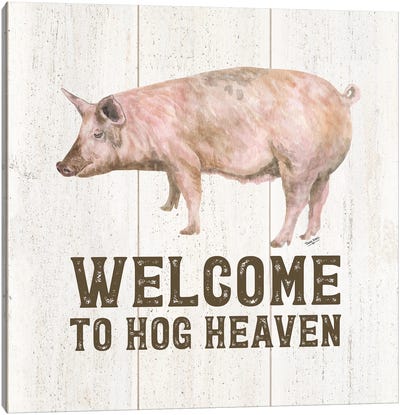 Farm Life VII-Hog Heaven Canvas Art Print - Pig Art