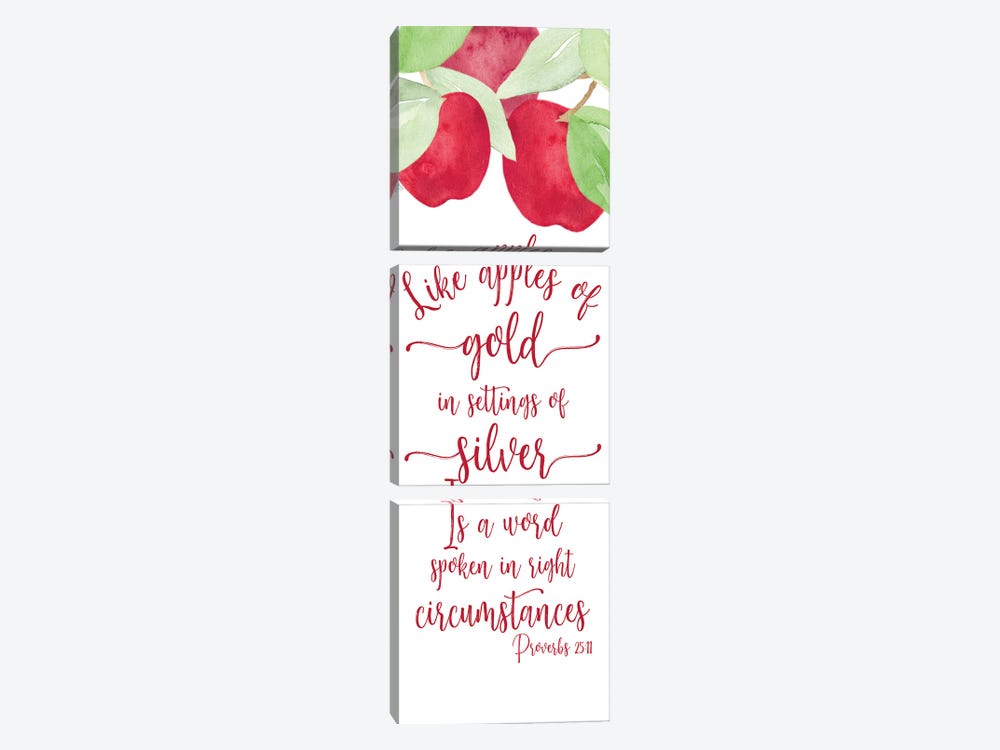 Fruit of the Spirit vertical II-Apples by Tara Reed 3-piece Canvas Print