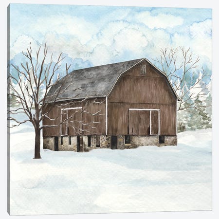 Winter Barn Quilt I Canvas Print #TRE500} by Tara Reed Art Print