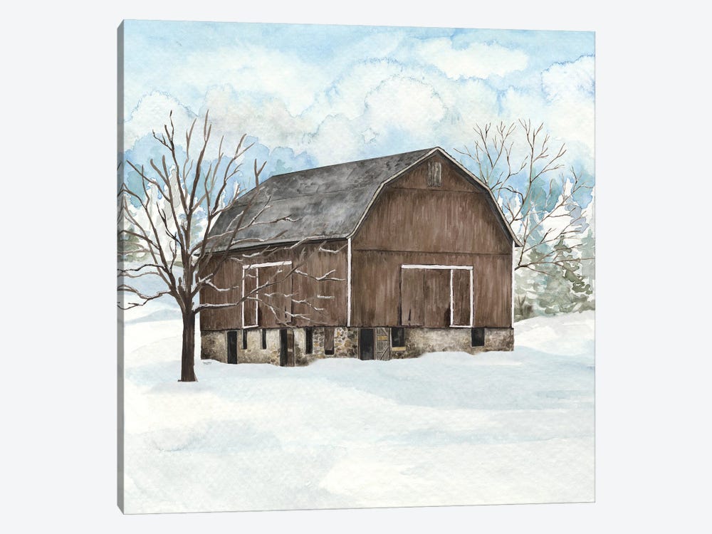 Winter Barn Quilt I by Tara Reed 1-piece Canvas Wall Art