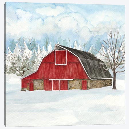 Winter Barn Quilt II Canvas Print #TRE501} by Tara Reed Canvas Print