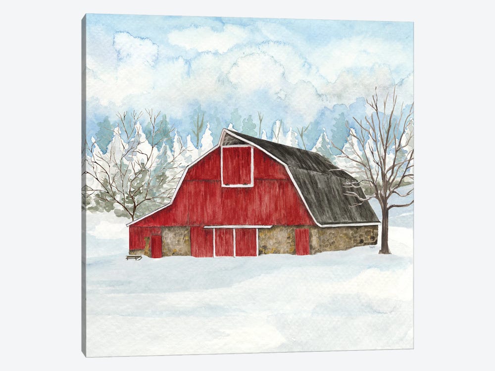 Winter Barn Quilt II by Tara Reed 1-piece Canvas Print