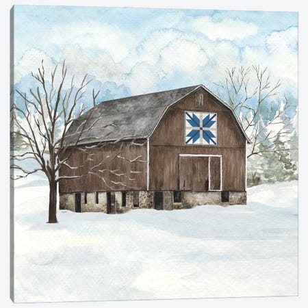 Winter Barn Quilt III Canvas Print #TRE502} by Tara Reed Art Print