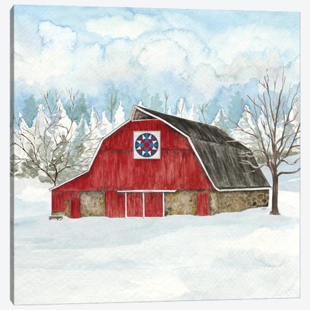 Winter Barn Quilt IV Canvas Print #TRE503} by Tara Reed Canvas Print