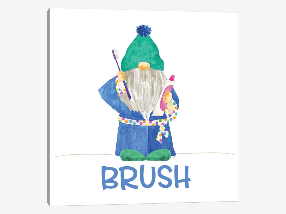 Bathroom Gnomes II - Brush by Tara Reed 1-piece Canvas Artwork