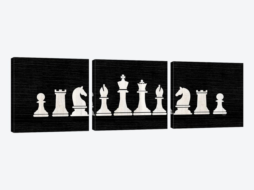 Chess Piece Panel Black by Tara Reed 3-piece Canvas Print