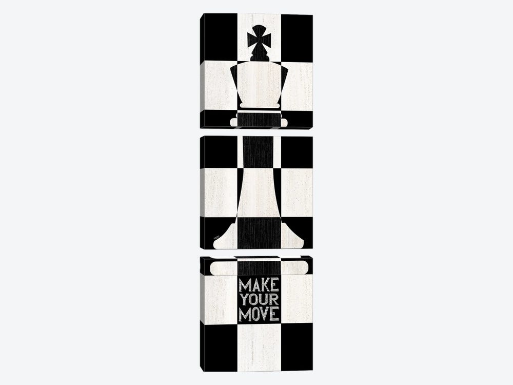 Chessboard Sentiment Vertical I-Make Your Move by Tara Reed 3-piece Canvas Wall Art