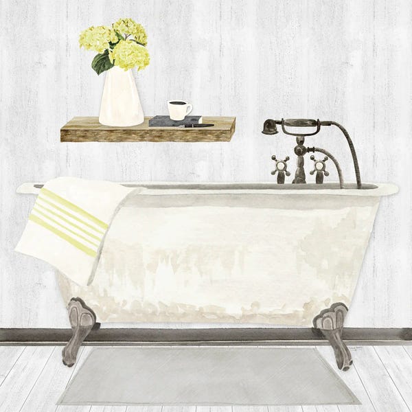 Tara Reed: Farmhouse Bath I Gray & Yellow-Tub by Tara Reed
