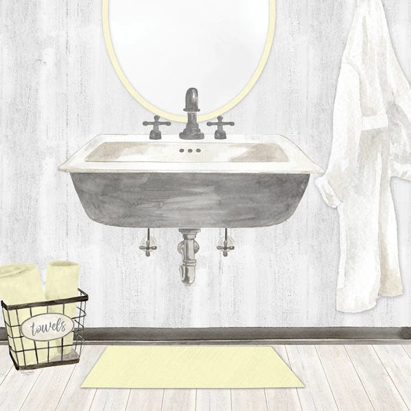 Tara Reed: Farmhouse Bath II Gray & Yellow-Sink by Tara Reed