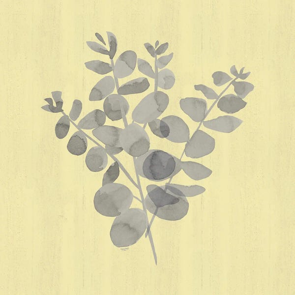 Eucalyptus: Natural Inspiration Eucalyptus II Gray & Yellow by Tara Reed