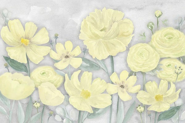 Tara Reed: Peaceful Repose Gray & Yellow Landscape by Tara Reed