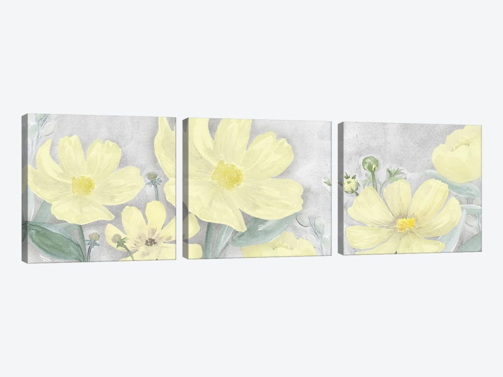 Peaceful Repose Gray & Yellow Panel I by Tara Reed 3-piece Canvas Artwork