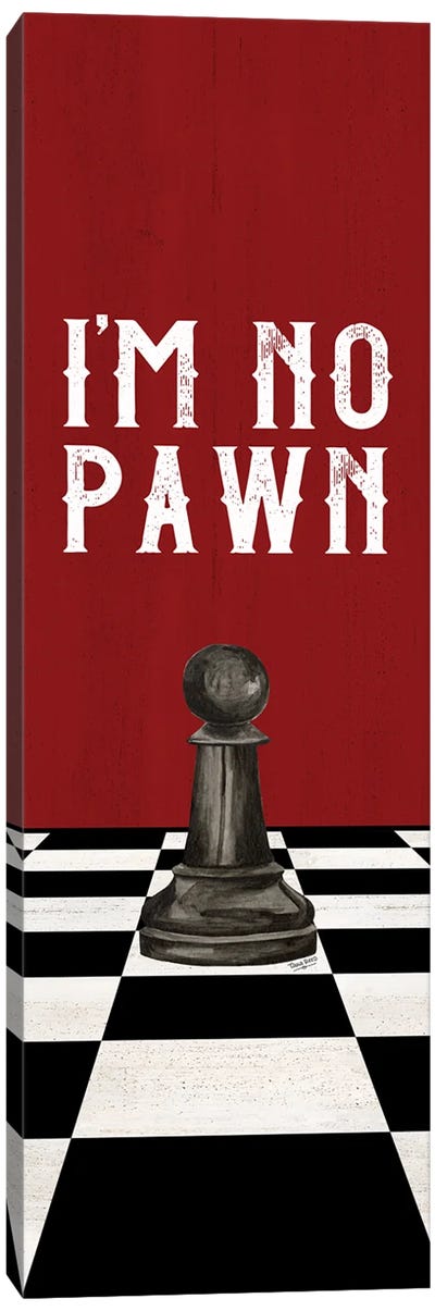 Rather Be Playing Chess Black On Red Panel III-No Pawn Canvas Art Print - Cards & Board Games