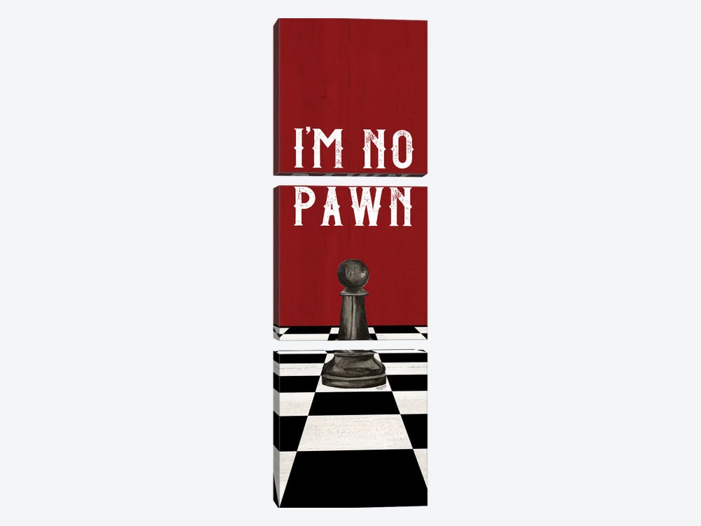 Rather Be Playing Chess Black On Red Panel III-No Pawn by Tara Reed 3-piece Canvas Art