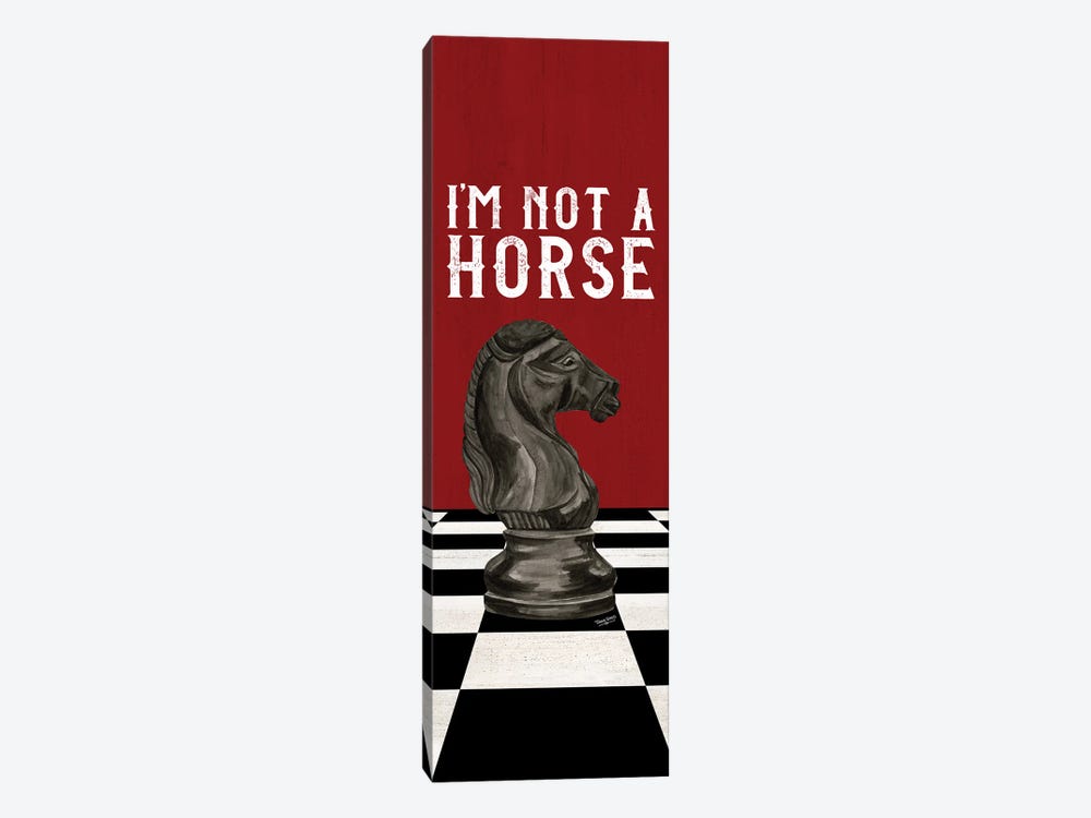Rather Be Playing Chess Black On Red Panel IV-Not A Horse by Tara Reed 1-piece Canvas Wall Art