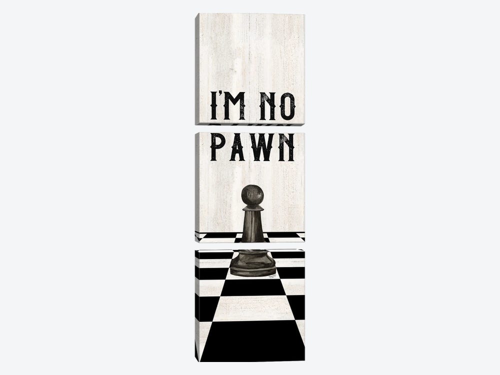Rather Be Playing Chess Black Panel III-No Pawn by Tara Reed 3-piece Canvas Print