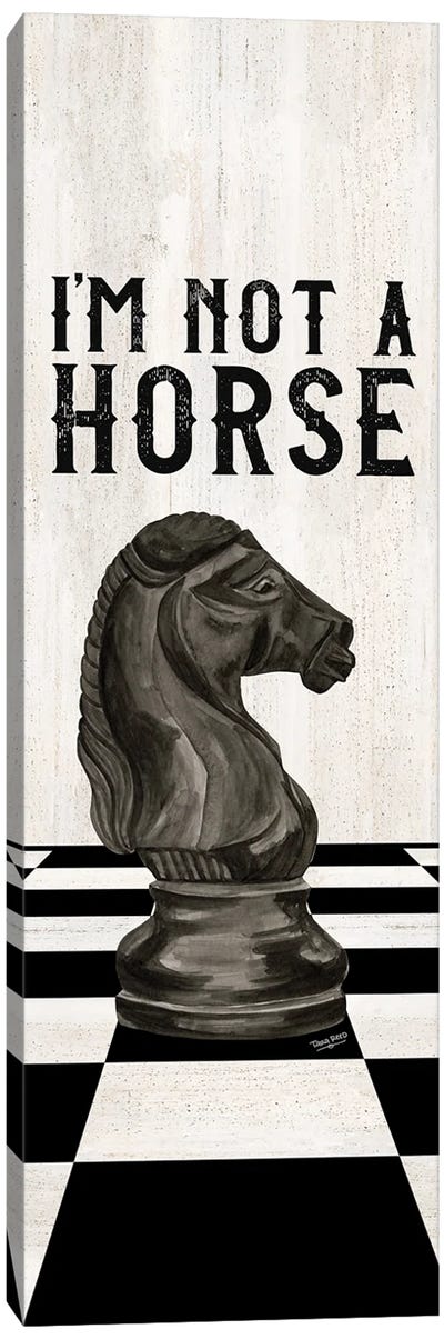 Rather Be Playing Chess Black Panel IV-Not A Horse Canvas Art Print - Cards & Board Games