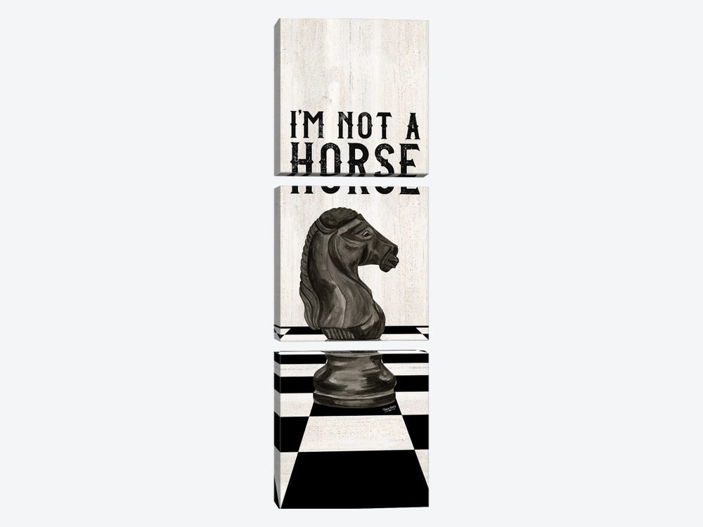 Rather Be Playing Chess Black Panel IV-Not A Horse by Tara Reed 3-piece Canvas Artwork