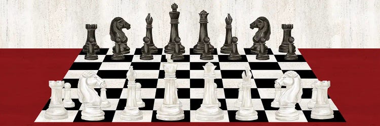 Rather Be Playing Chess Board Panel Red by Tara Reed wall art