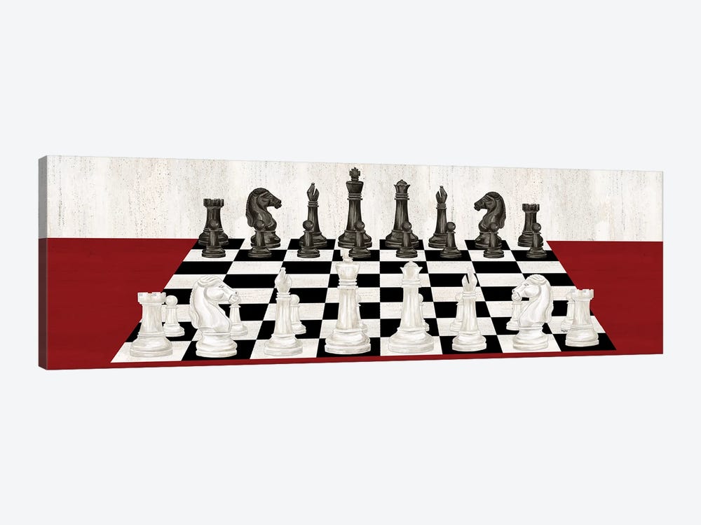 Rather Be Playing Chess Board Panel Red by Tara Reed 1-piece Canvas Artwork