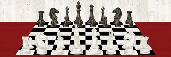 Giclee Features: Rather Be Playing Chess Board Panel Red by Tara Reed