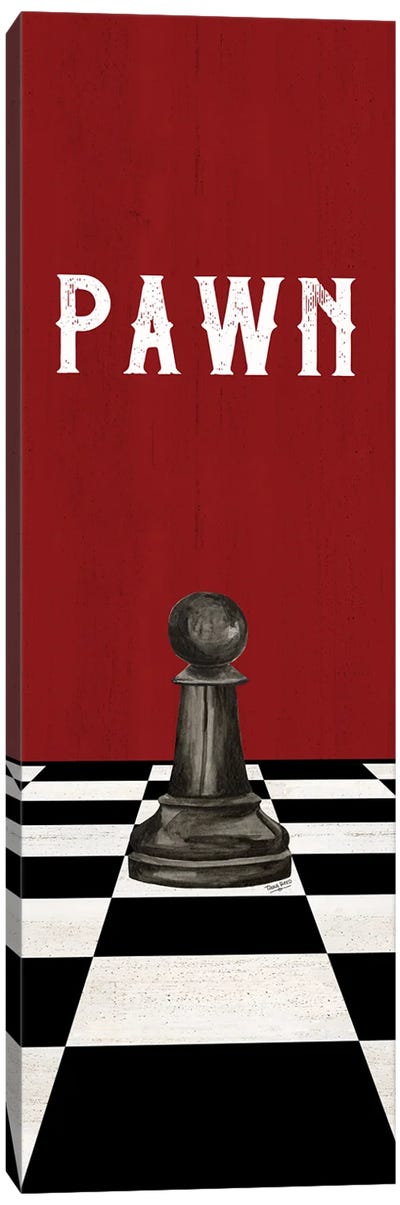 Rather Be Playing Chess Pieces Black On Red Panel I-Pawn Canvas Art Print - Cards & Board Games