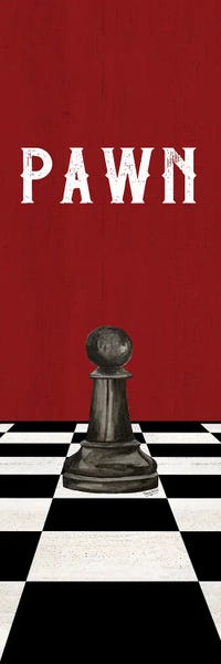 Cards & Board Games: Rather Be Playing Chess Pieces Black On Red Panel I-Pawn by Tara Reed