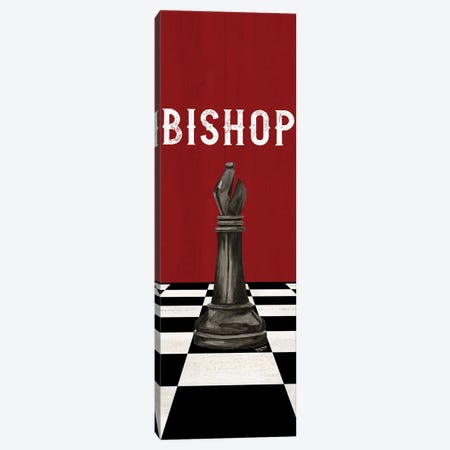 Rather Be Playing Chess Pieces Black On Red Panel IV-Bishop Canvas Print #TRE574} by Tara Reed Canvas Art Print