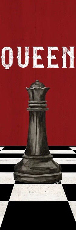 Rather Be Playing Chess Pieces Black On Red Panel VI-Queen