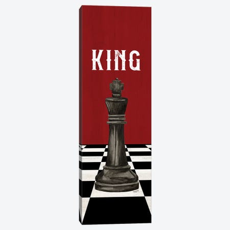 Rather Be Playing Chess Pieces Black On Red Panel V-King Canvas Print #TRE576} by Tara Reed Canvas Print