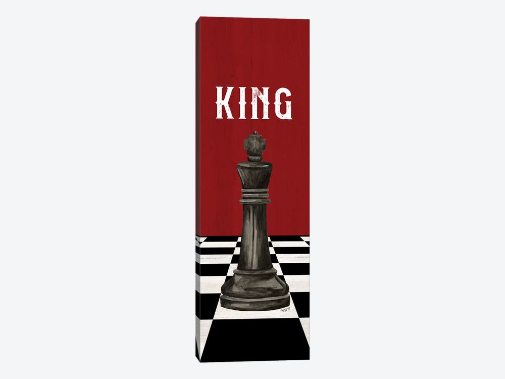 Rather Be Playing Chess Pieces Black On Red Panel V-King by Tara Reed 1-piece Canvas Print
