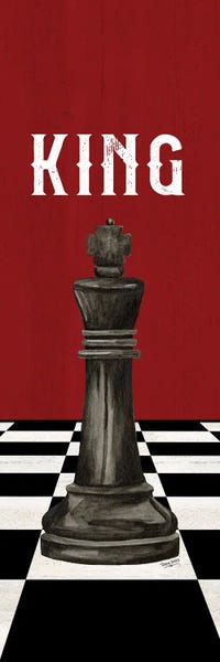 Cards & Board Games: Rather Be Playing Chess Pieces Black On Red Panel V-King by Tara Reed